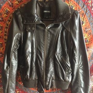 Brown leather biker jacket